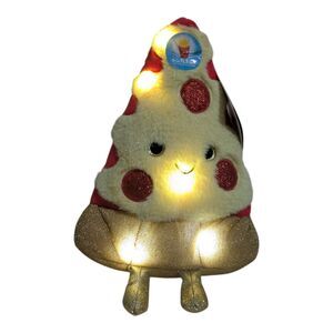 FAO Schwarz Glow Brights Light Up Pizza Slice Plush Squeeze Toy New With Tags